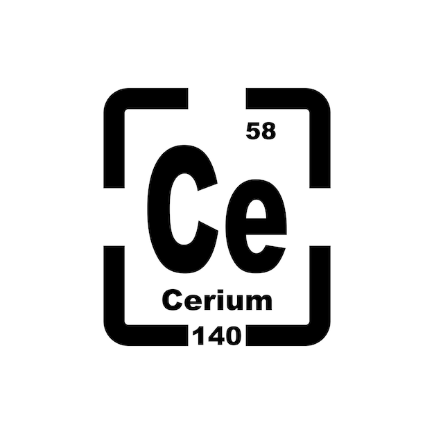 Vector icono de cerio elemento químico en la tabla periódica