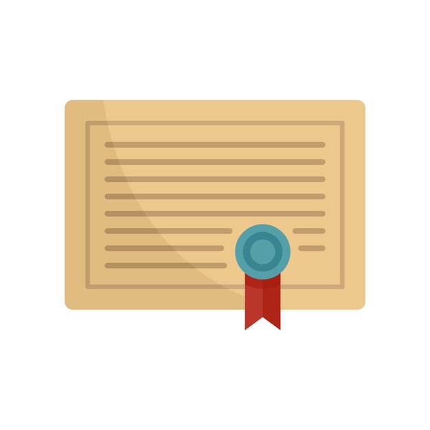 Icono de certificado de aprendizaje Ilustración plana del icono vectorial del certificado de aprendizaje para el diseño web
