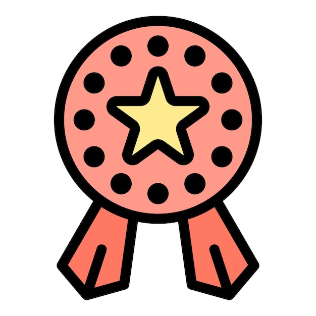Icono del certificado de emblema de estrella Contorno del emblema del certificado de estrella Icono vectorial de color plano aislado