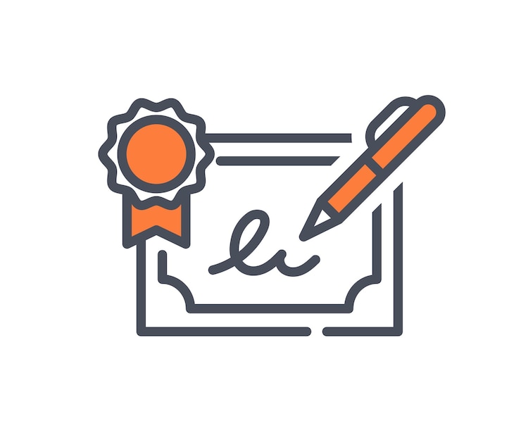 Vector icono de certificado naranja