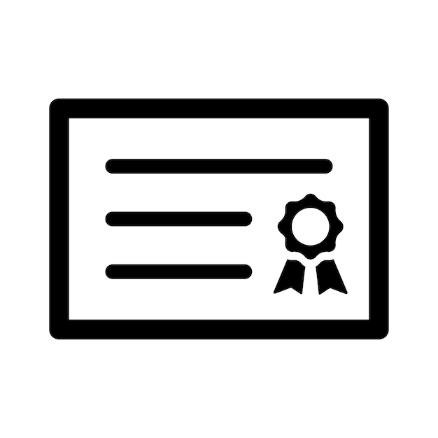 Icono del certificado de otorgamiento de títulos académicos Gráficos vectoriales en negro