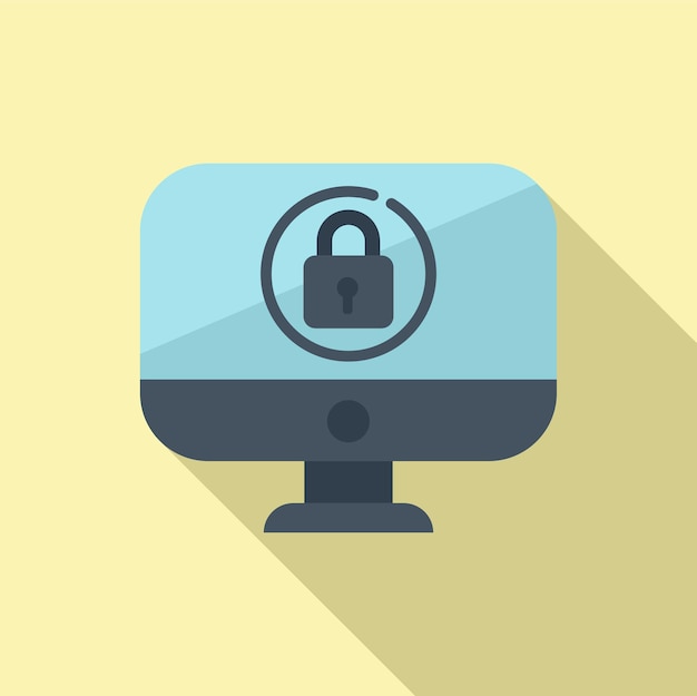 Icono de certificado SSL de computadora vector plano Datos seguros Red segura