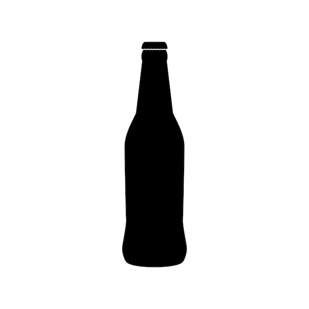 Icono de cerveza de botella negra aislado sobre fondo blanco