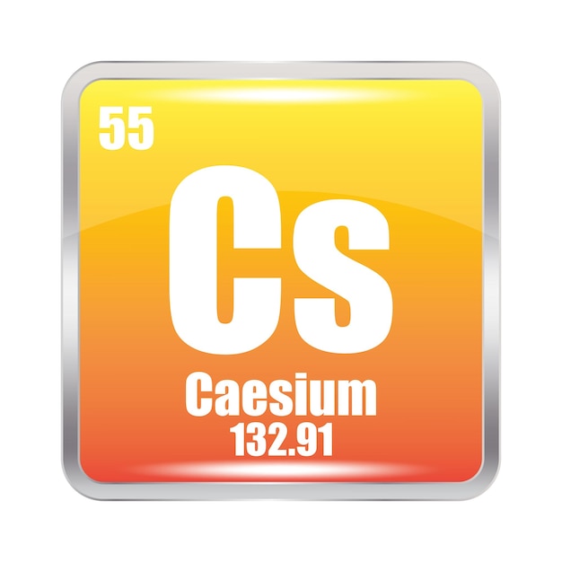 El icono de cesio Cs elemento químico Número atómico 55 Masa 13291 Ilustración vectorial