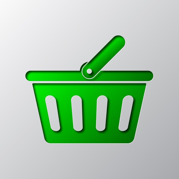 El icono de la cesta de la compra se corta de la ilustración vectorial de papel