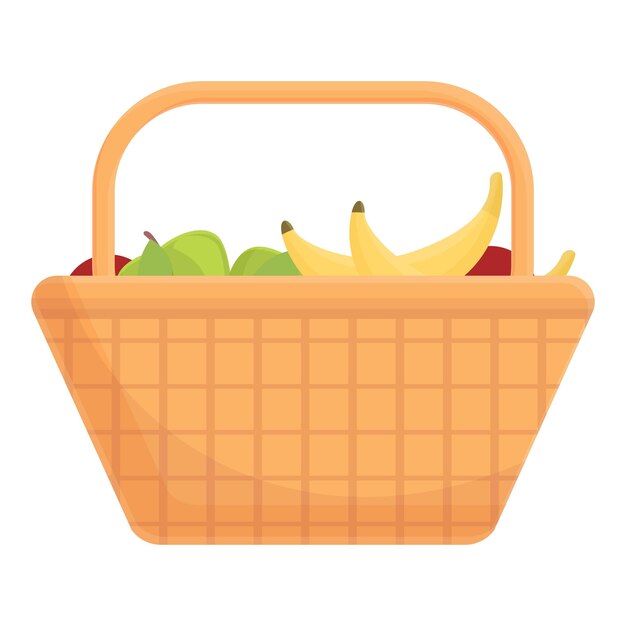 Icono de cesta de picnic completa Caricatura y plano de icono de vector de cesta de picnic completa para diseño web aislado sobre fondo blanco