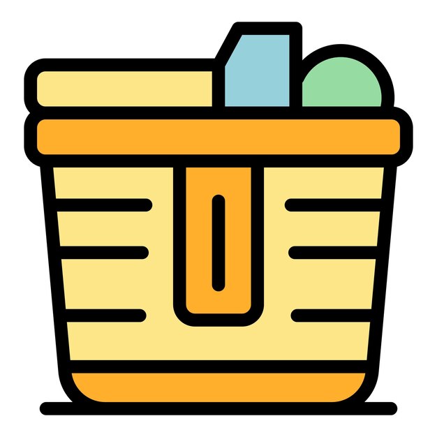 Icono de cesta de picnic de viaje Contorno Icono de vector de cesta de picnic de viaje para diseño web aislado en color plano de fondo blanco