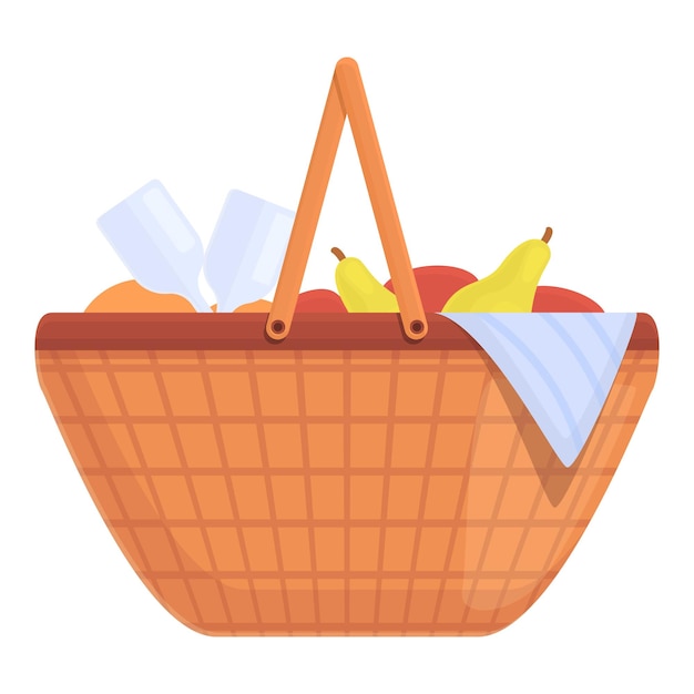 Icono de cesta de snacks Caricatura y plano de icono de vector de cesta de snacks para diseño web aislado sobre fondo blanco