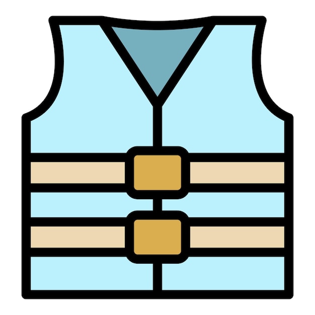 Icono de chaleco de rescate Contorno chaleco de rescate vector icono color plano aislado
