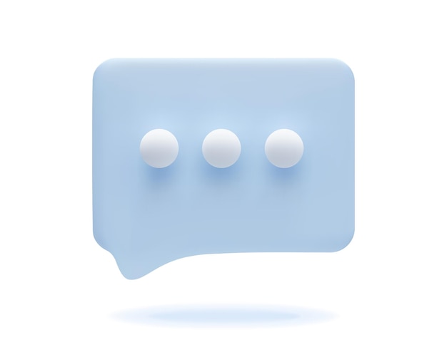 icono de chat 3d burbuja de habla con puntos forma cuadrada pensar mensaje aplicación de comunicación símbolo web