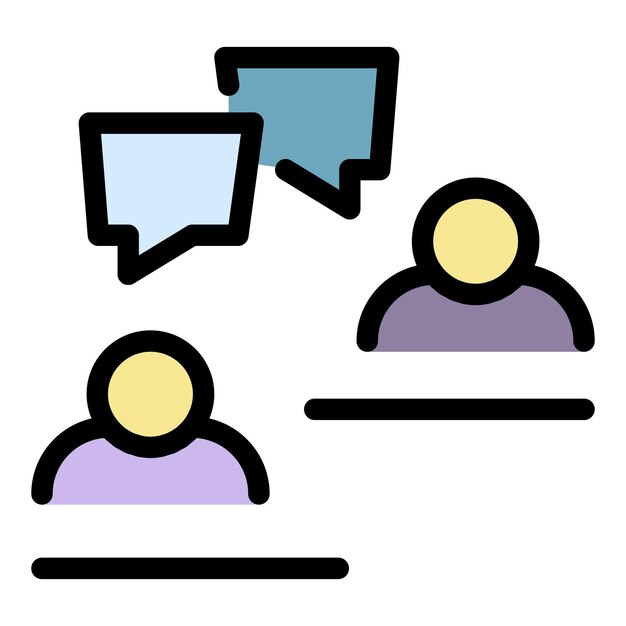 Icono de chat de capacitación empresarial Contorno de chat de formación empresarial Icono vectorial de color plano aislado