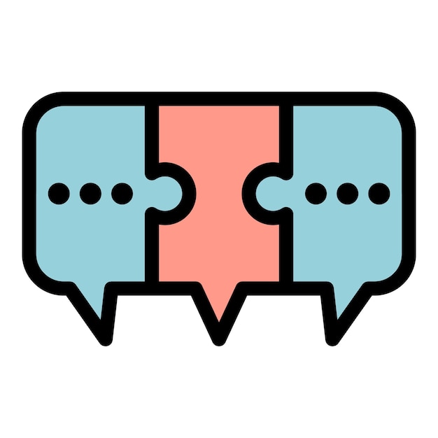 Icono de chat de colaboración empresarial Contorno de chat de cooperación empresarial Icono vectorial de color plano aislado