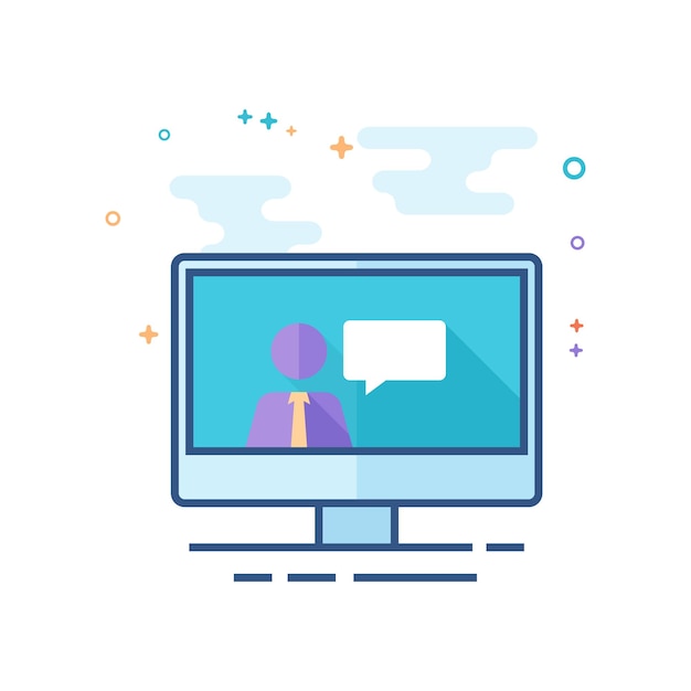 Icono de chat de computadora estilo de color plano ilustración vectorial
