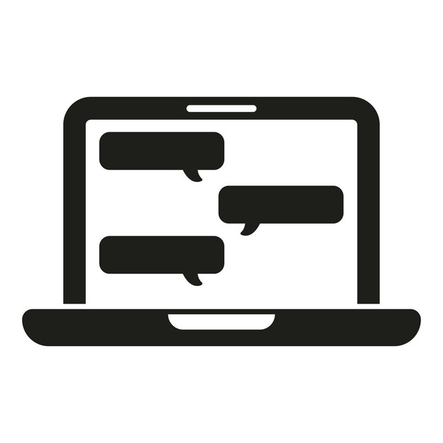 Icono de chat de computadora portátil vector simple Compartir contenido de Internet