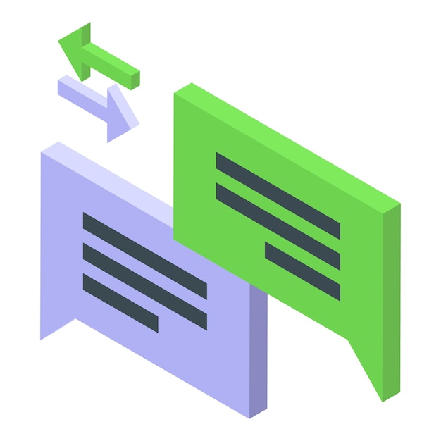 Icono de chat de contenido vector isométrico Mercado de servicios Blog de marca
