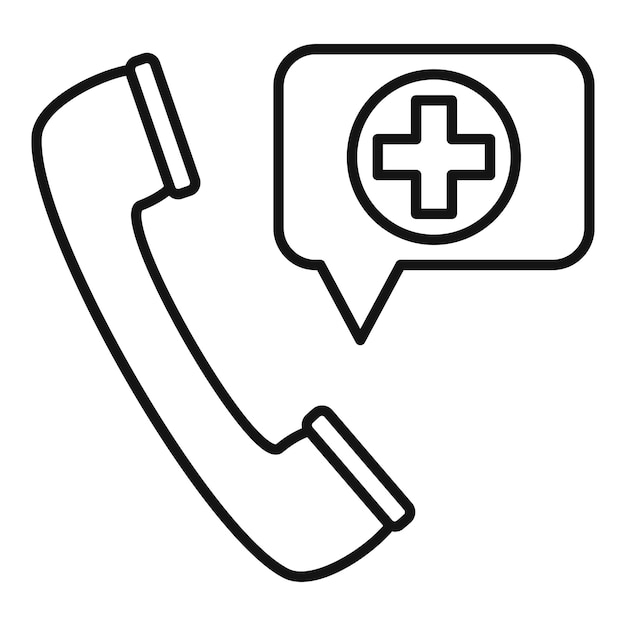 Icono de chat de llamada médica Contorno de icono de vector de chat de llamada médica para diseño web aislado sobre fondo blanco
