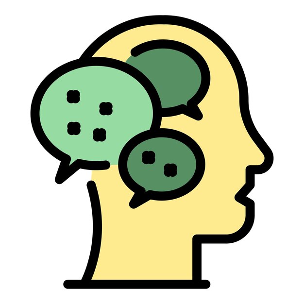 Icono de chat mental de recursos humanos Contorno Icono de vector de chat mental de recursos humanos para diseño web aislado en color plano de fondo blanco