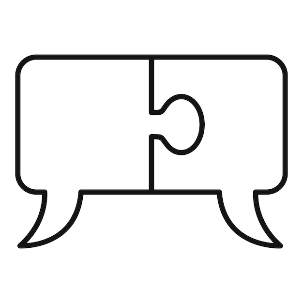 Icono de chat de rompecabezas de misión Contorno de icono de vector de chat de rompecabezas de misión para diseño web aislado en blanco b