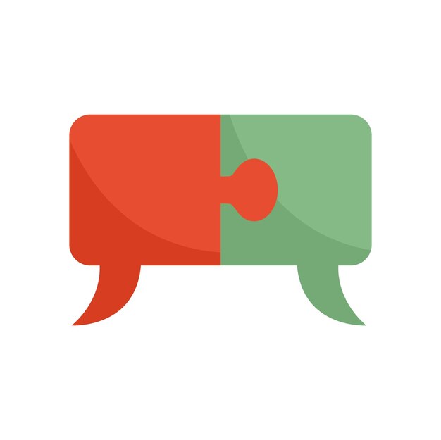 Icono de chat de rompecabezas de misión Ilustración plana del icono de vector de chat de rompecabezas de misión aislado sobre fondo blanco