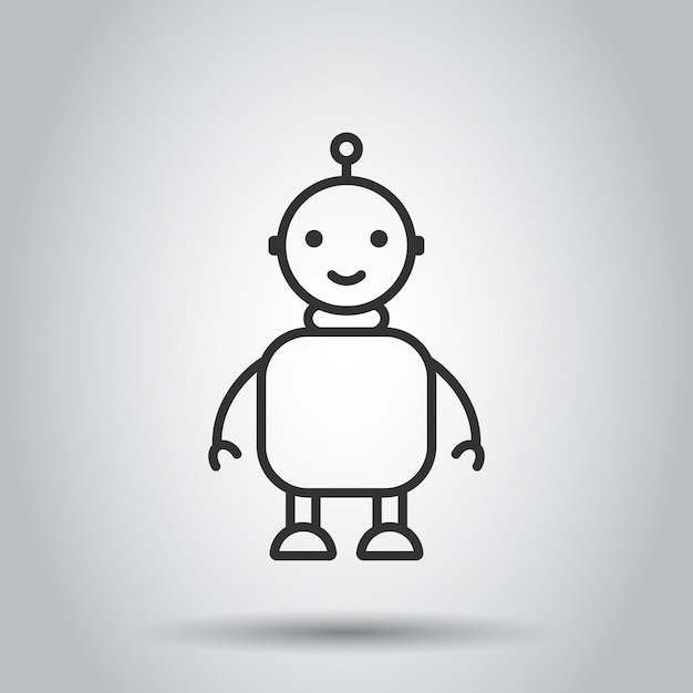 Vector icono de chatbot robot lindo en estilo plano ilustración vectorial del operador de bot en fondo blanco aislado concepto de negocio de personaje de chatbot inteligente