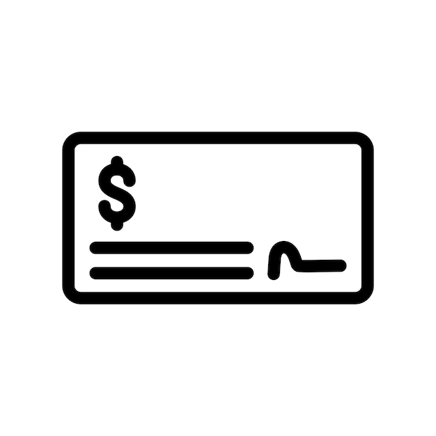 El icono del cheque bancario