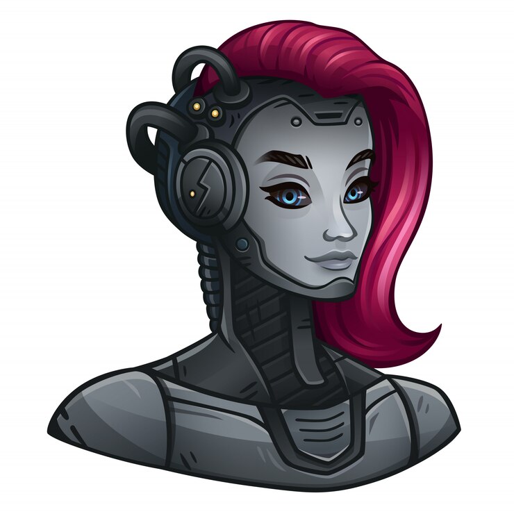 Vector icono de chica de android para juego de tragamonedas espacial