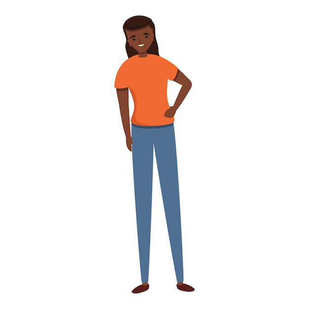 Icono de chica estudiante africana Caricatura de icono de vector de chica estudiante africana para diseño web aislado sobre fondo blanco