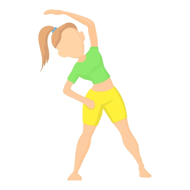 Icono de chica haciendo ejercicios Ilustración de caricatura de niña haciendo ejercicios Icono vectorial para la web