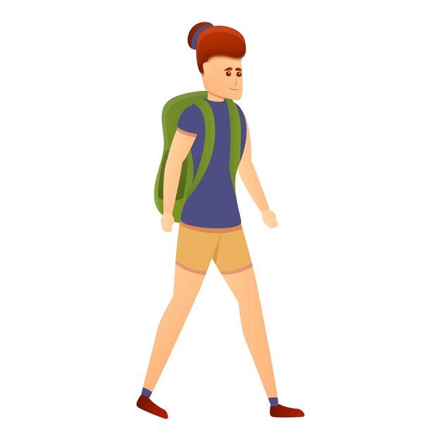 Icono de chica turista caminante Icono vectorial de chica turística caminante para el diseño web aislado sobre fondo blanco
