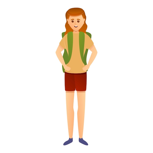 Icono de chica viajera Icono vectorial de chica Viajera para diseño web aislado en fondo blanco