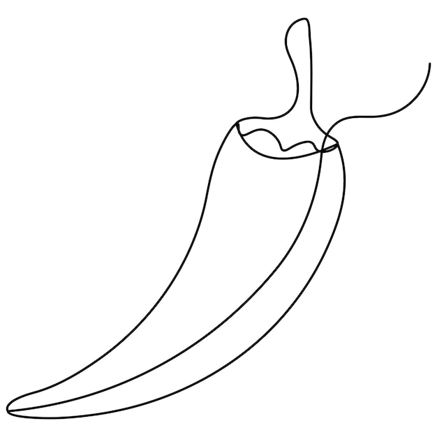 Icono de chile continuo dibujo de una línea ilustración vectorial de contorno