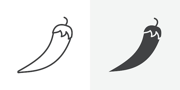 Ícono de chile Signo vectorial de contorno