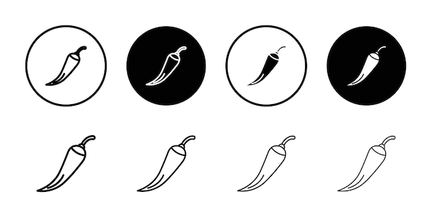 Ícono de chile Vector de contorno en blanco y negro