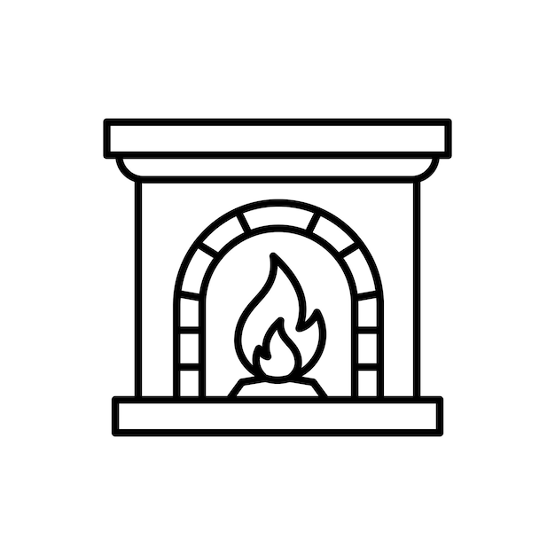 Icono de la chimenea Ilustración vectorial del hogar Símbolo de la chimenea Icono de leña