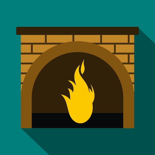 Vector icono de chimenea navideña en estilo plano con largas sombras