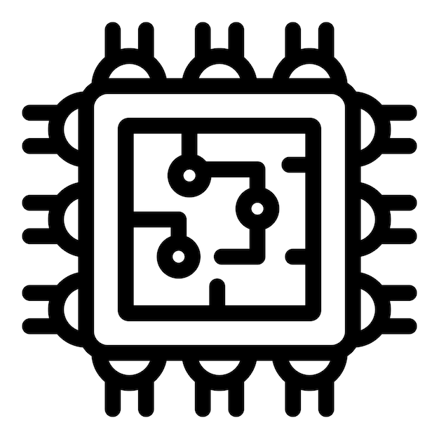 Icono de chip electrónico que muestra el circuito integrado de la placa base