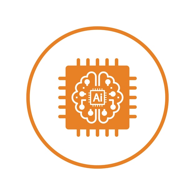 Vector el icono del chip de inteligencia artificial del cerebro vector de color naranja eps