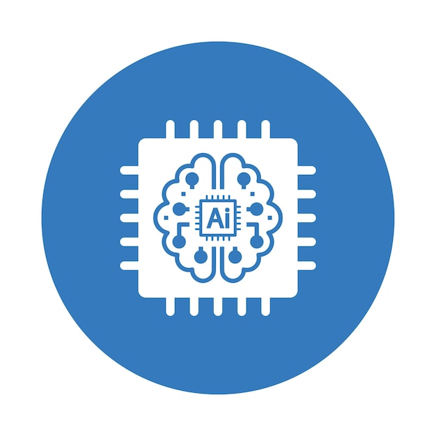 El icono del chip de inteligencia cerebral artificial Diseño de color azul