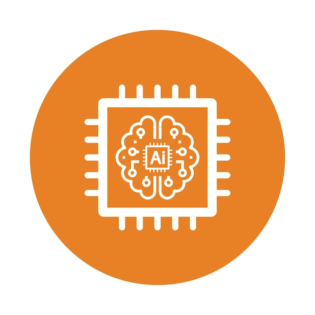 El icono del chip de inteligencia del cerebro es el vector de color naranja EPS.