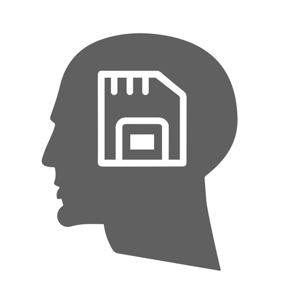 Icono del chip de memoria de la cabeza Diseño vectorial gris