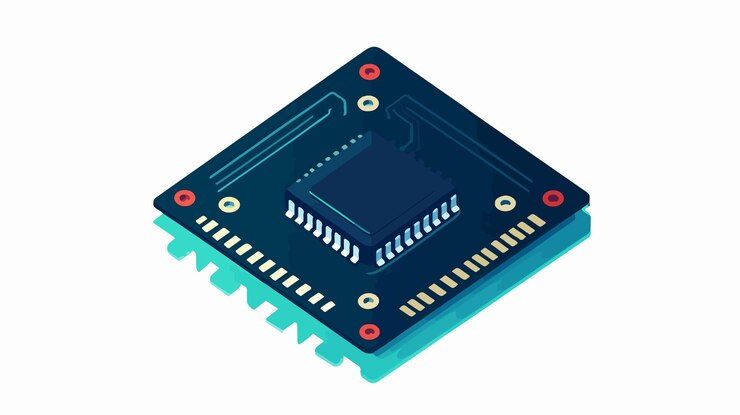 Vector icono de chip de procesador de alta calidad para tecnología de hardware vista aislada de ángulo ancho