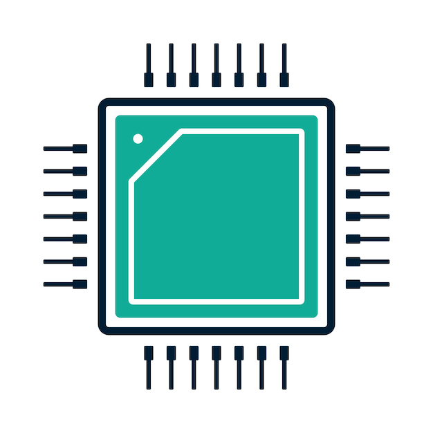 Vector icono del chip símbolo de la cpu ilustración vectorial de la memoria o del conjunto de chips del procesador