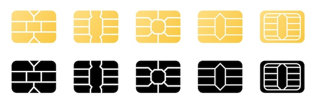 icono de chip de tarjeta de crédito oro amarillo pino negro