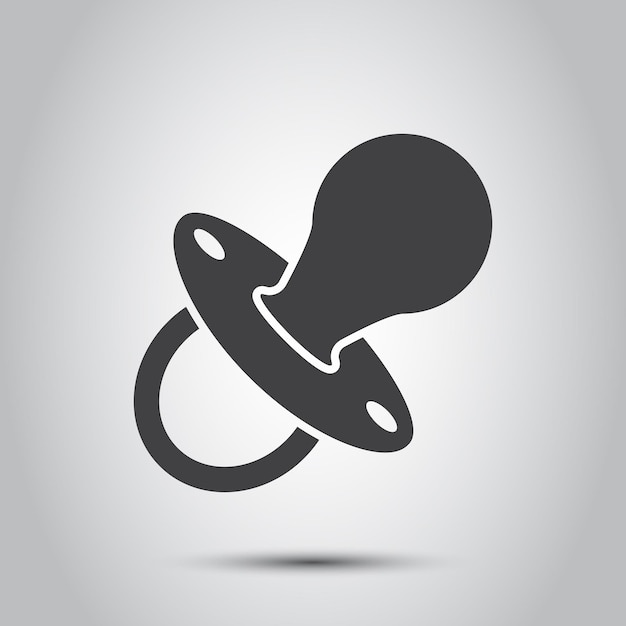 Icono de chupete de bebé en estilo plano Pezón para ilustración de vector de niño recién nacido sobre fondo aislado Concepto de negocio de signo de chupete
