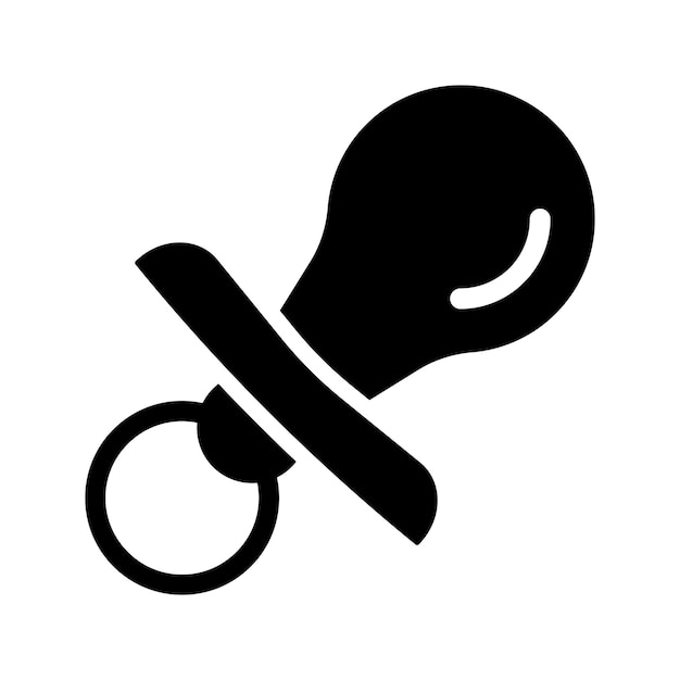 El icono del chupete del bebé Ilustración vectorial del pezón del recién nacido Símbolo del niño Icono del muñeco del niño pequeño Negro lleno