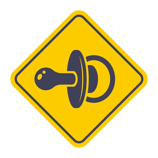icono de chupete en fondo amarillo señal de coche atención niño en el coche