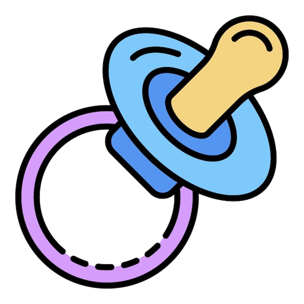Icono de chupete para niños Contorno de icono de vector de chupete para niños color plano aislado