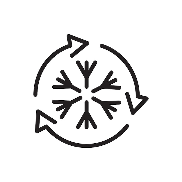 Ícono del ciclo de copo de nieve Símbolo de actualización de invierno Circulación de aire frío Ilustración vectorial