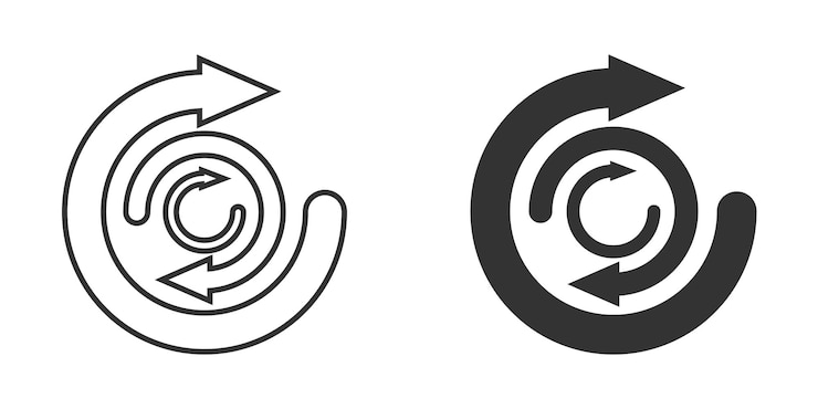 Vector icono de ciclo de flecha en estilo plano reciclar ilustración de vector ecológico sobre fondo blanco aislado concepto de negocio de equilibrio