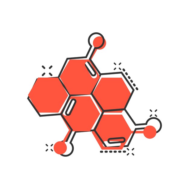 Icono de ciencia en estilo cómico Ilustración de vector de dibujos animados de células de ADN sobre fondo blanco aislado Concepto de negocio de efecto de salpicadura de evolución de molécula
